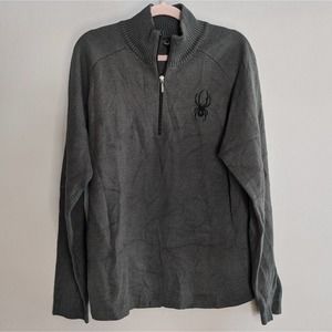 Spyder Sweater Quarter Zip Gray Mens Size Medium